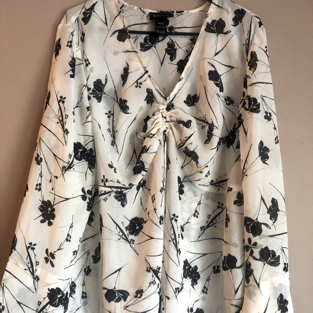 Sheer Lane Bryant Blouse with scrunch Collar